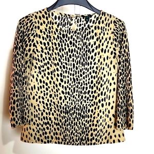J. Crew Cheetah Print 3/4 sleeve Top Size-Small NWOT